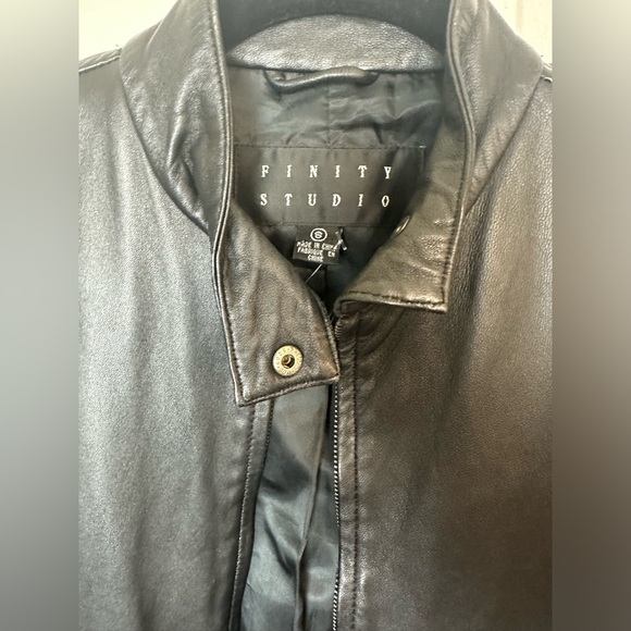 FINITY STUDIO Black Soft Leather Jacket Moto Motorcycle Classic Closet Staple - Picture 4 of 10